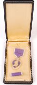 US MILITARY PURPLE HEART CASED MEDAL & RIBBON