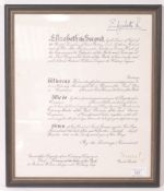 PRINCE CHARLES SIGNED WARRANT ORDER OF BATH FRAMED