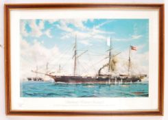USS KEARSARGE STARBOARD BATTERIES ENGAGED SIGNED WILLIAM MCGRATH PRINT