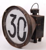 RARE BRISTOL INTEREST VINTAGE RAILWAY SPEED NOTICE OIL LAMP