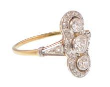 18CT GOLD PLATINUM AND DIAMOND ART DECO RING 0.75CT