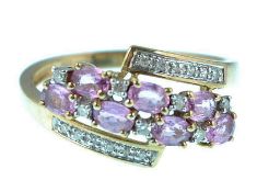 HALLMARKED 9CT GOLD SAPPHIRE AND DIAMOND LADIES RING