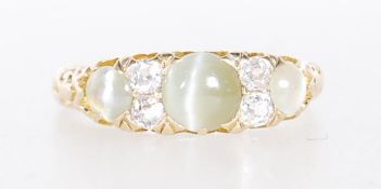 CATS EYE CHRYSOBERYL AND DIAMOND RING.