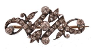 VICTORIAN SILVER & GOLD BOLD CUT DIAMOND BROOCH