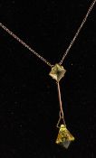 9CT GOLD LADIES ART NOUVEAU LADIES PENDANT AND NECKLACE