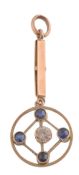 ART NOUVEAU 9CT GOLD SAPPHIRE AND DIAMOND NECKLACE PENDANT