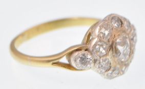 18CT GOLD AND DIAMOND CLUSTER RING