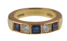 HALLMARKED 18CT GOLD SAPPHIRE AND DIAMOND LADIES CHANNEL SET RING