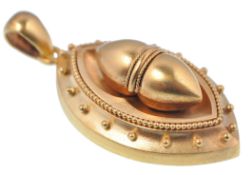 VICTORIAN GOLD NECKLACE PENDANT OF NAVETTE FORM - ACORN