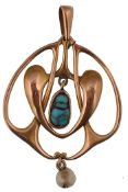 9CT GOLD ART NOUVEAU BELLE EPOQUE LAVALIERE PENDANT