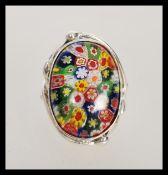 A stamped 925 silver dress ring set with a large r