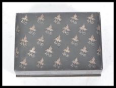 A 19th Century steel box having silver inlay leaf