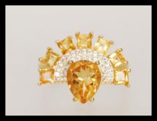 A stamped 925 silver vermeil Art Deco style ring s