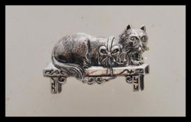 A stamped 925 silver brooch in the form of a cat s