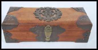 A 19th Century Chinese wooden and brass bound box