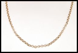 A stamped 375 9ct gold belcher link chain necklace having a spring ring clasp. Measures 16 inches.