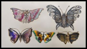 A collection of vintage butterfly jewellery, including some silver examples, to include a filigree