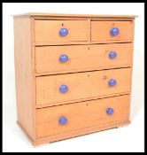 A Victorian 19th century country pine chest of drawers. Short drawers over deep graduating drawers