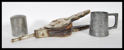 A 20th Century Vintage Chinese Kut Hing Swatow pewter tea caddy canister pot having chased Dragon