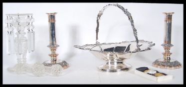 A good 20th century silver plated Walker & Hall bon bon dish of large form having pierced details