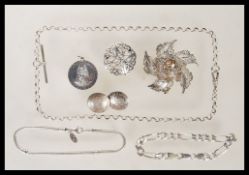 A selection of silver jewellery, mostly stamped 925,  to include a snake link Pandora bracelet, a