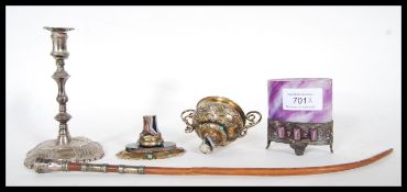 A 19th Century Victorian Thomas Bradbury & Sons silver hallmarked candlestick having a knopped