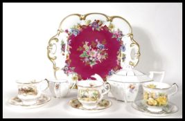 An early 20th Century Shelley Queen Anne teapot together with a matching creamer, transfer printed