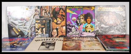 A collection of rock long play LP vinyl record albums to include Iron Maiden Killers, Black