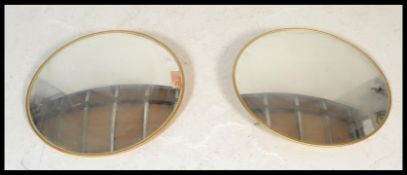 A pair of vintage Industrial 20th century fisheye / security mirror, having metal back panel and
