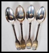 A group of four mid 19th Century Victorian silver spoons by Samuel Hayne & Dudley Cater,