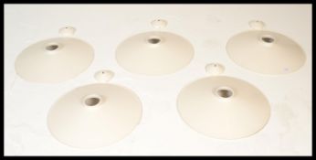 Light Shades - A group of five retro industrial factory style UFO form lampshades having white