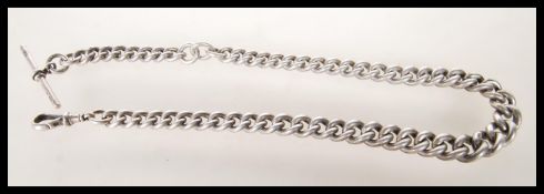 A hallmarked silver Albert watch chain, complete with t-bar, each link being marked silver.