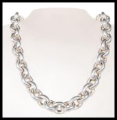 A stamped 925 silver necklace chain having very large belcher links and a spring ring clasp. Total