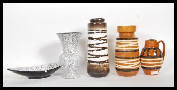 A group of 20th Century West German studio pottery vases to include, crackle glaze bowl / dish