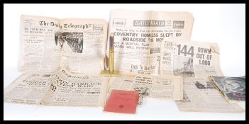 A selection of WWII Second World War ephemera to include dating from 1940-46 with some interesting