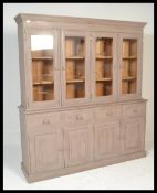 A 20th Century good large contemporary shabby chic painted pine Welsh Dresser, glazed doors to the