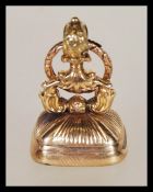 A 19th Century Victorian 14ct gold fob intaglio seal having a scrolled handle with floral engrave