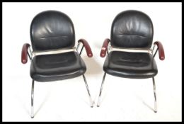 A superb pair of 20th century retro vintage Bauhaus / Thonet inspired designer armchairs