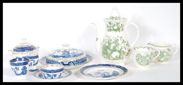 A 20th Century Masons ceramic coffee pot transfer printed with fruit together with some Booths 'Real