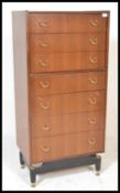 A retro mid 20th Century 1960's G PLAN Librenza teak wood bedroom chest of drawers, having seven