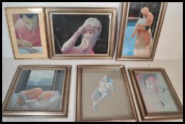 Dick Boulton 20th century ( Artist & Sculptor ) - A collection of framed artworks depicting figures,