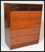 A vintage retro 20th Century Austin Suite teak wood chest of drawers having five drawers, the top
