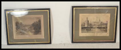 Daniel Law (1831 - 1902) - Two 19th Century etchings on paper to include 'Brig O' Turk' depicting