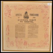 Queen Victoria late 19th Century Victorian official program of the Queen's visit to Bristol on