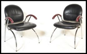 A superb pair of 20th century retro vintage Bauhaus / Thonet inspired designer armchairs