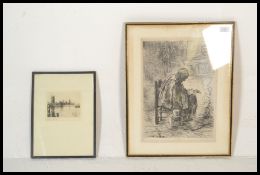 Jozef Israels (Dutch 1824-1911) - etching on paper entitled 'The Hearth' depicting an elderly