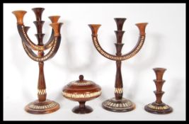 A small group of 20th Century porcupine hardwood i