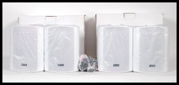 Two pairs of boxed unused Pulse Active 30 wall mounted public speakers, retaining original boxes.