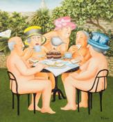 Beryl Cook (1926-2008) - Tea in the Garden coloured limited edition print signed in pencil by the