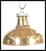 Light Shades - A 20th Century vintage retro industrial factory style pendant lampshade having a gilt